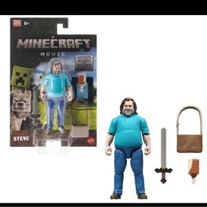 Mattel "A Minecraft Movie" Steve 4"  Action Figure New Sealed Jack Black Steve